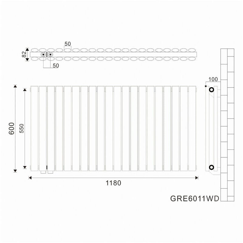 SONNI Radiatore Termosifoni Bilayer Design Radiatore Orizzontale Bianco 600x1180mm 1700W