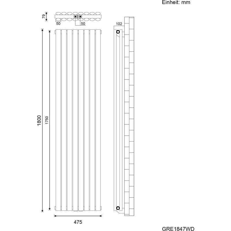 SONNI Radiatore Termosifoni ad Acqua Calda in Acciaio Radiatore a Pannello Bilayer Design Bagno Soggiorno Radiatore Orizzontale Bianco 1800x472mm 1640W