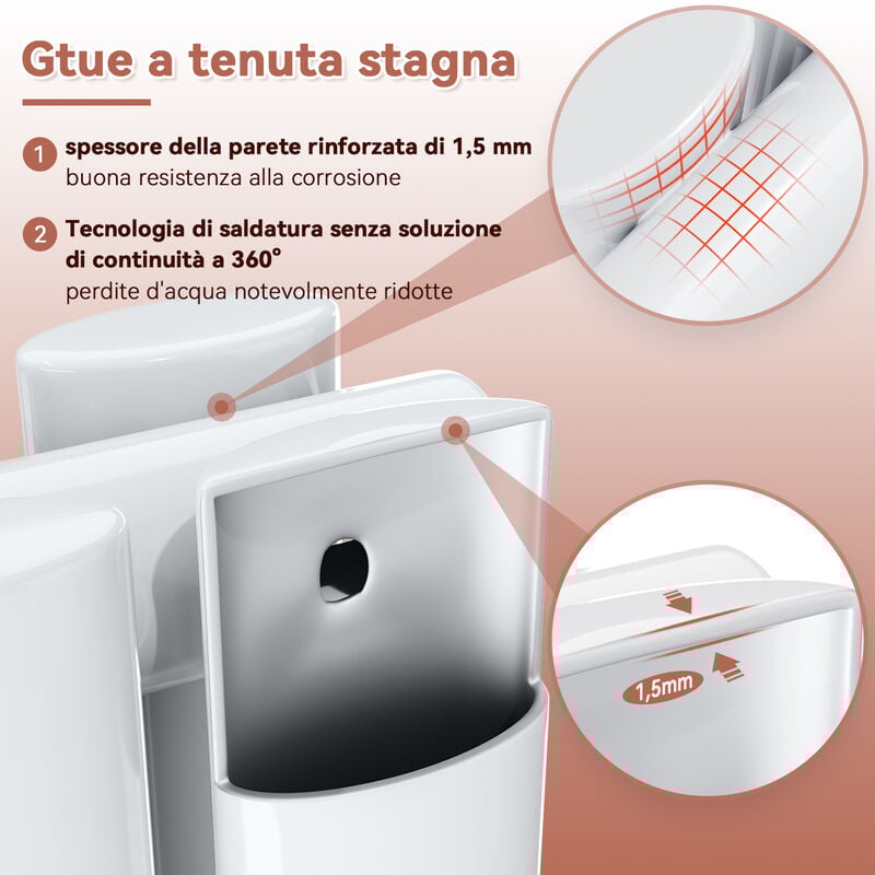SONNI Radiatore Termosifoni Bilayer Design Radiatore Orizzontale Bianco 600x767mm 1105W