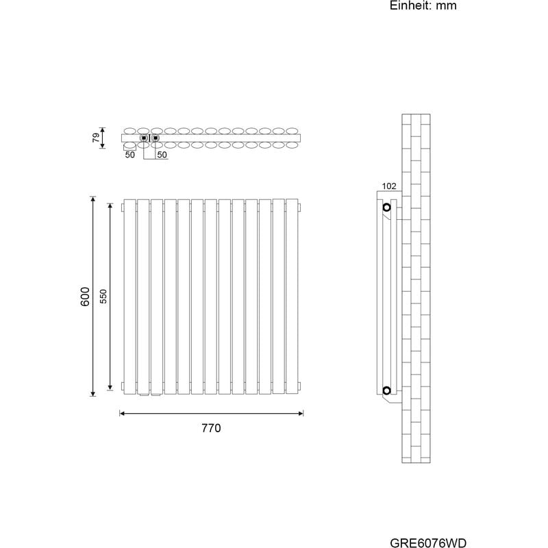 SONNI Radiatore Termosifoni Bilayer Design Radiatore Orizzontale Bianco 600x767mm 1105W