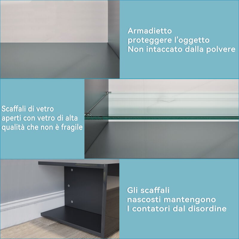SONNI Mobile Porta TV con Luci LED Nero 135x39x30cm