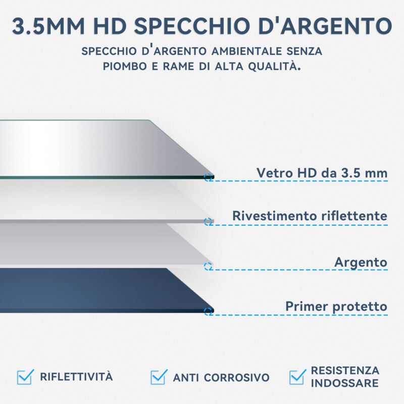 SONNI Specchio da Bagno Illuminato a LED 80 x 60cm