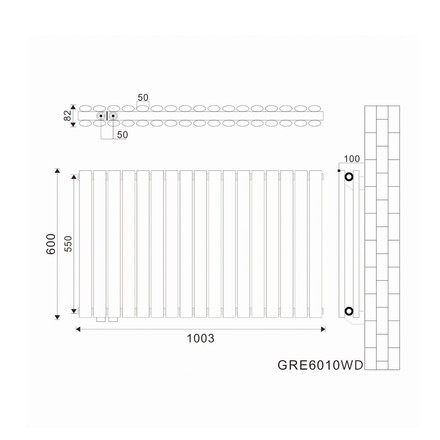 SONNI Radiatore Termosifoni Bilayer Design Radiatore Orizzontale Bianco 600x1003mm 1445W