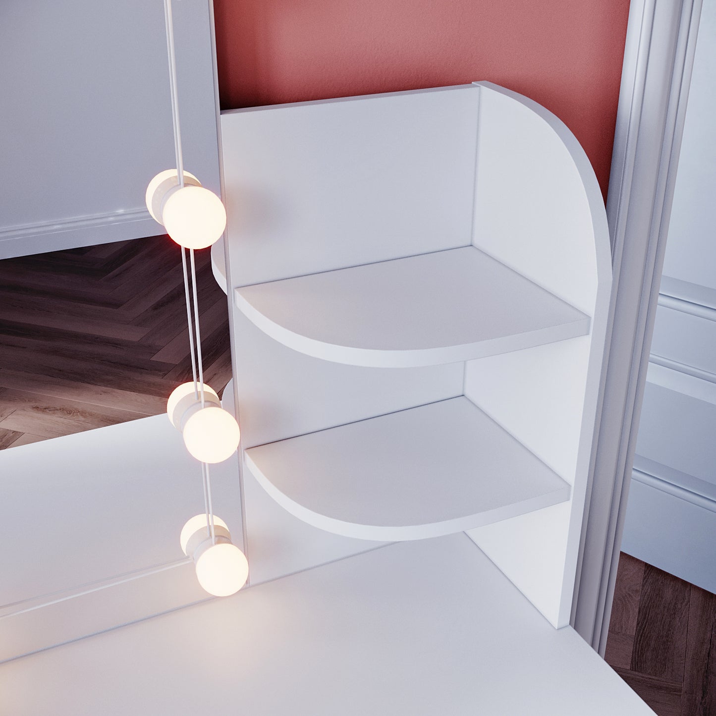 SONNI bianco toeletta con specchio 108x40x140 cm