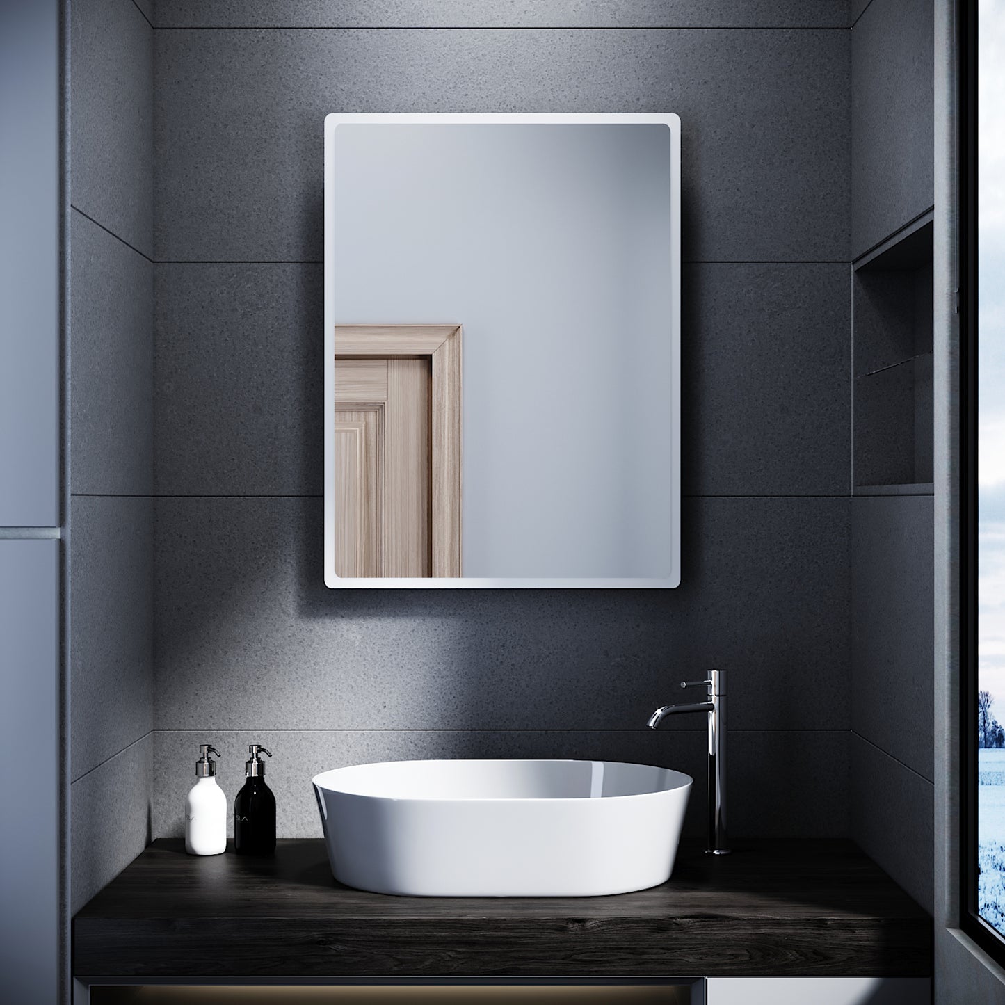 SONNI Specchio da Bagno Illuminato a LED 80 x 60cm