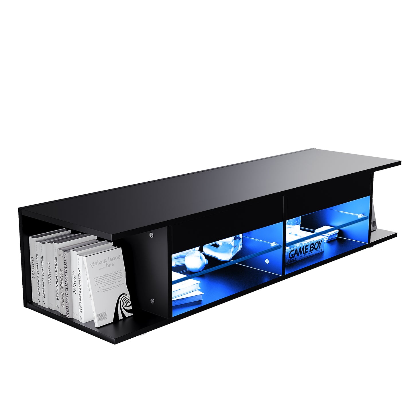 SONNI Mobile Porta TV con Luci LED Nero 135x39x30cm