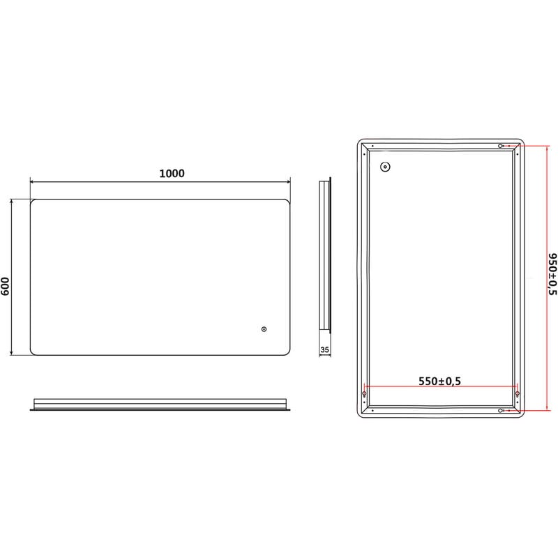 SONNI Specchio da Bagno Antiappannamento 100x60 cm Specchio da Parete a LED