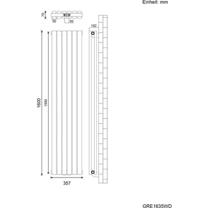 SONNI Radiatore Termosifoni ad Acqua Calda in Acciaio Radiatore a Pannello Bilayer Design Bagno Soggiorno Radiatore Orizzontale Bianco 1600x354mm 1104W