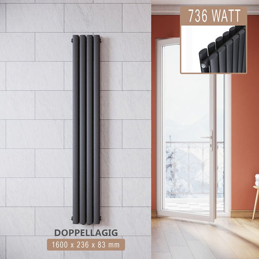 SONNI Radiatore Termosifoni Bilayer Design Radiatore Orizzontale Antracite 1600x354mm 1104W