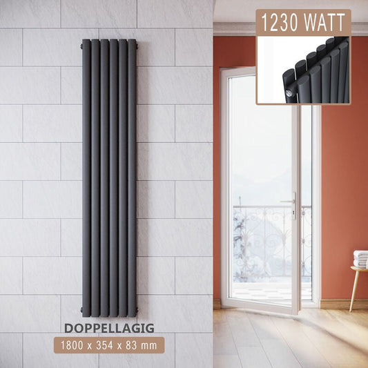 SONNI Radiatore Termosifoni Bilayer Design Radiatore Orizzontale Antracite 1800x354mm 1230W