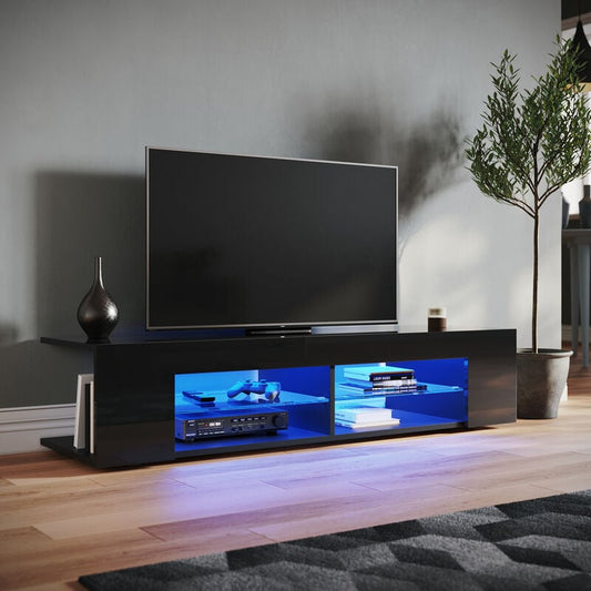 SONNI Mobile Porta TV con Luci LED Nero 135x39x30cm