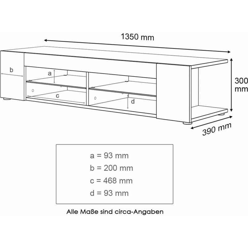 SONNI Mobile Porta TV con Luci LED Nero 135x39x30cm