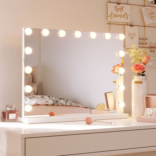 SONNI Specchio Trucco con luci tricolore regolabile 58x45.5x12 cm