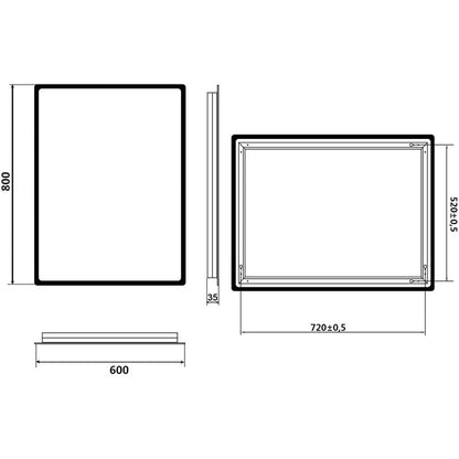 SONNI Specchio da Bagno Illuminato a LED 80 x 60cm
