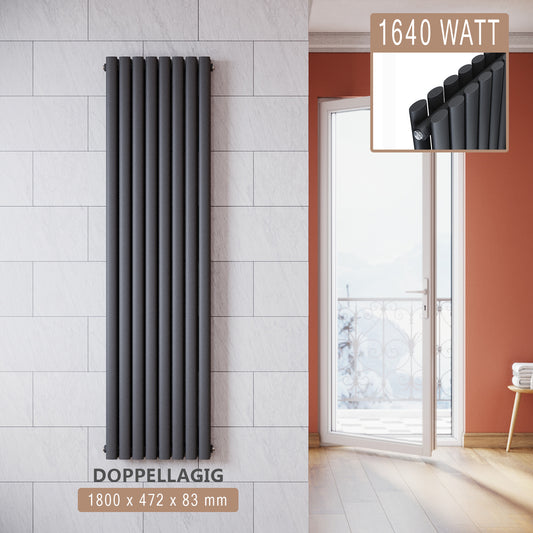 SONNI Radiatore Termosifoni Bilayer Design Radiatore Orizzontale Antracite 1800x472mm 1640W