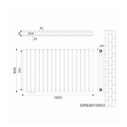 SONNI Radiatore Termosifoni  Bilayer Design Radiatore Orizzontale Bianco 600x1003mm 1445W