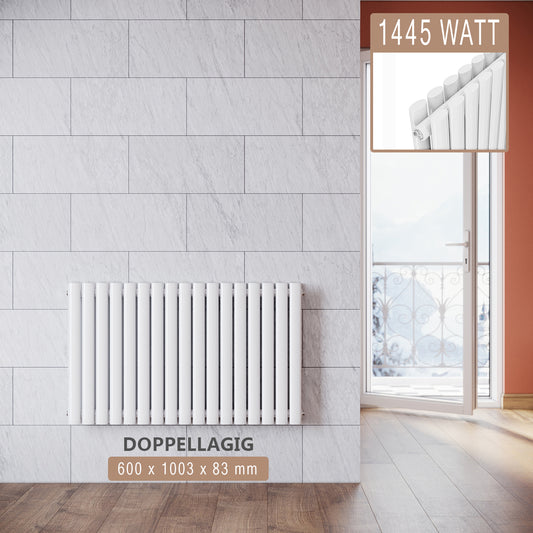 SONNI Radiatore Termosifoni  Bilayer Design Radiatore Orizzontale Bianco 600x1003mm 1445W