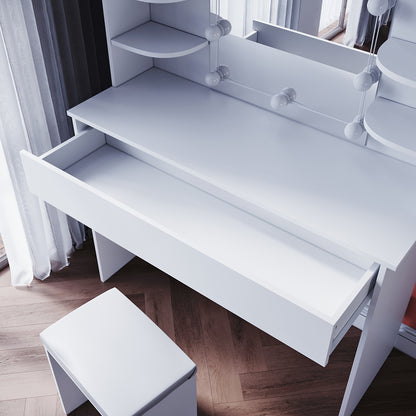 SONNI bianco toeletta con specchio 108x40x140 cm