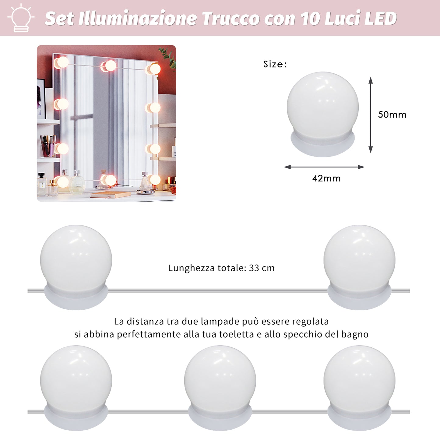 SONNI Vanity Lighting 10 LED Stringa di lampadine