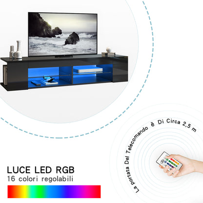 SONNI Mobile Porta TV con Luci LED Nero 135x39x30cm