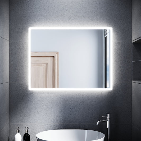 SONNI Specchio da Bagno Illuminato a LED 80 x 60cm